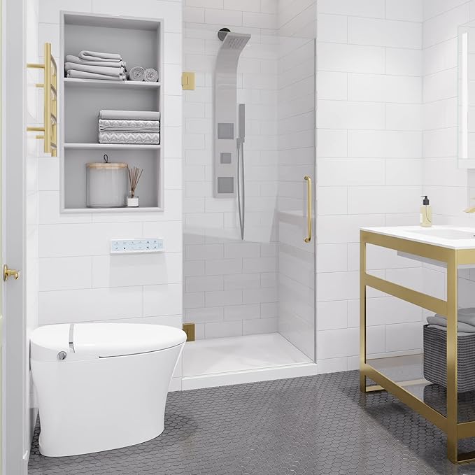 ANZZI 70" x 24" Frameless Shower Door in Brushed Gold, Water Repellent Glass by ANZZI