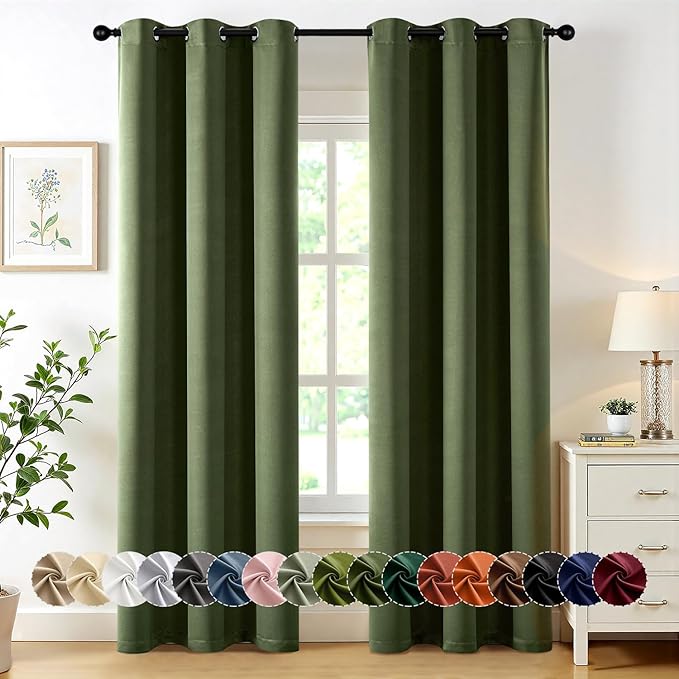 MIULEE Olive Green Blackout Curtains by MIULEE