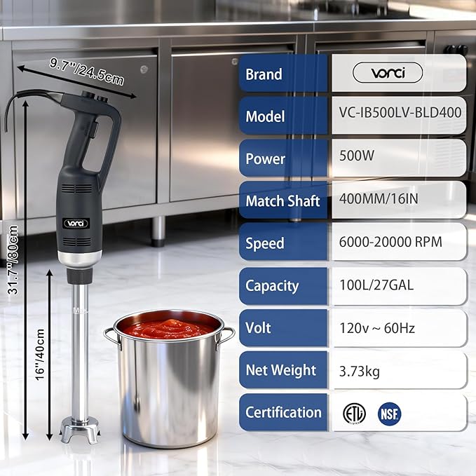 VONCI 500W Commercial Immersion Blender, Heavy Duty Power Hand Mixer - Image 5