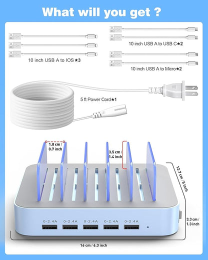 MSTJRY Charging Station for Multiple Devices : 5 Port Multi USB-A Charger - Image 8