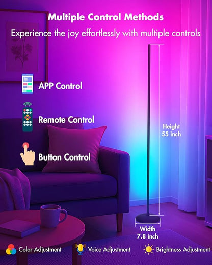 Vexinat Corner Floor Lamp, Smart RGB LED Corner Lamp - Image 3