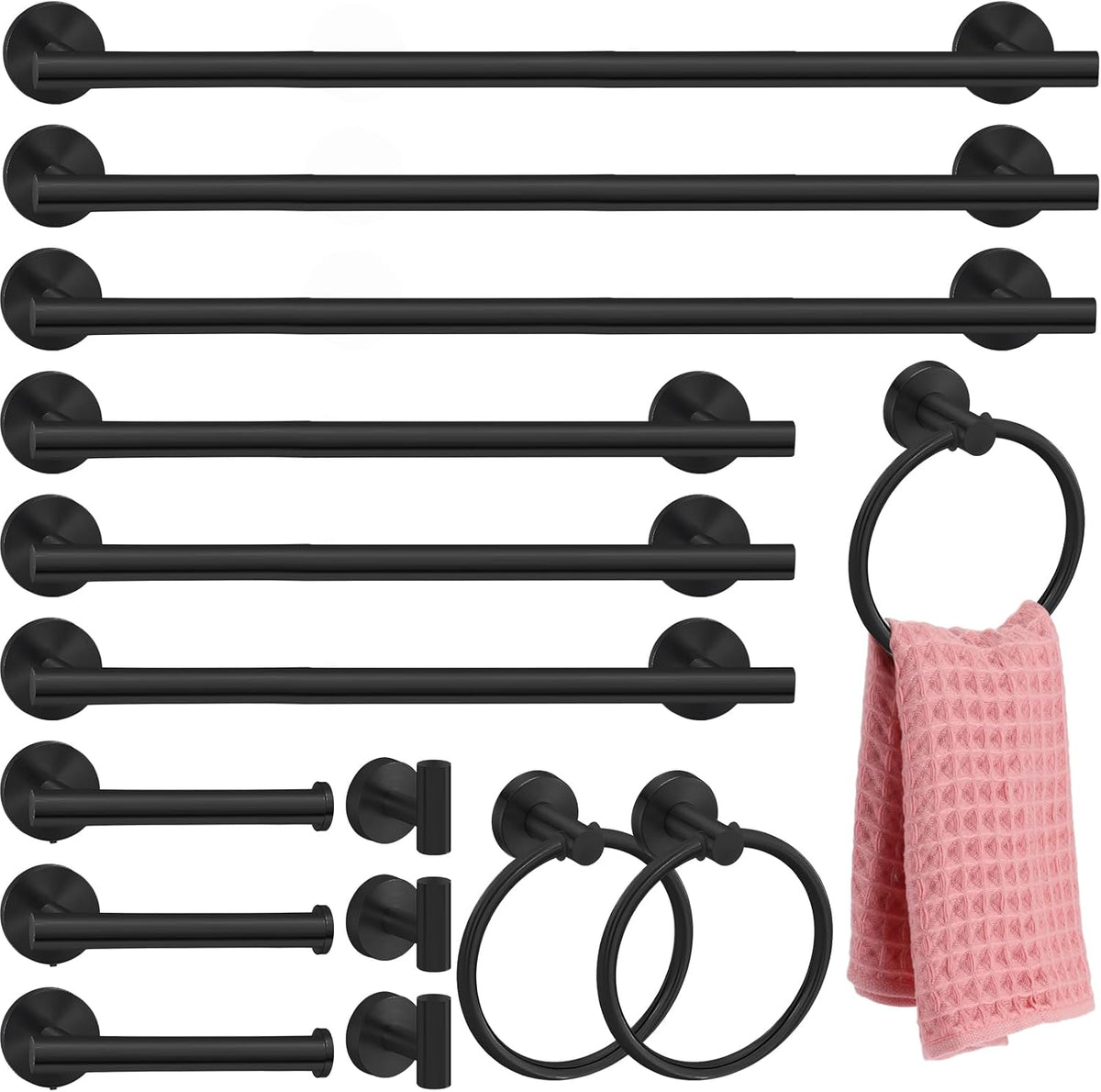 gisafai 15 pcs black bathroom accessories hardware set, main product view