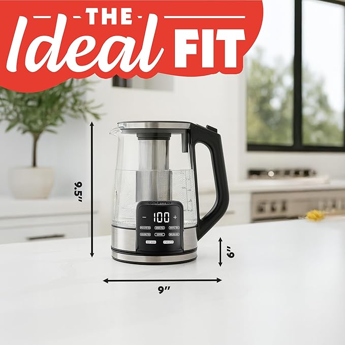 Gourmia Electric Programmable Glass Kettle – 1.7L Temperature Control Tea & - Image 9
