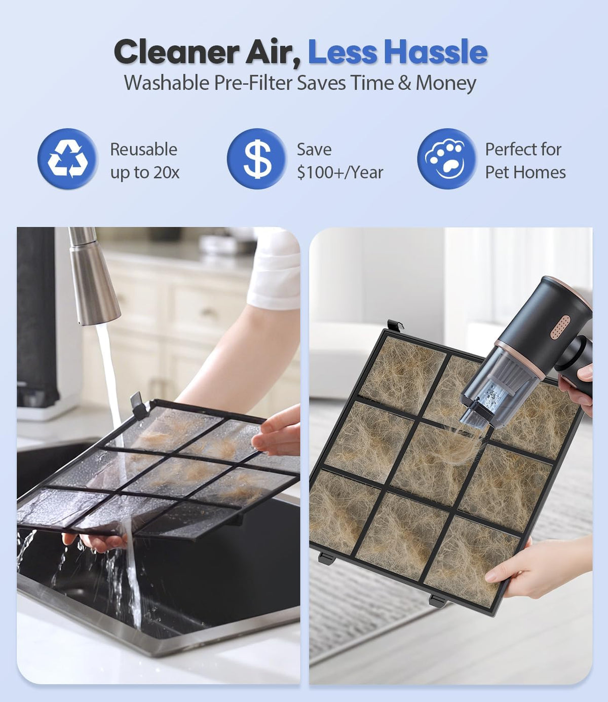 Air Purifiers for Home Large Room, Up to 2600Ft² with HEPA Washable Filters