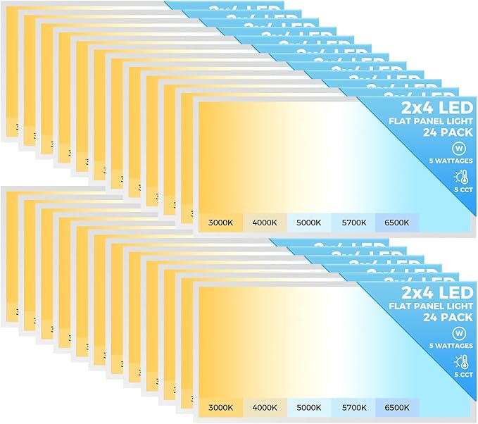 AIKVSXER 24 Pack 2x4 LED Flat Panel Light, Bright 9100LM Office Kitchen Flush by AIKVSXER