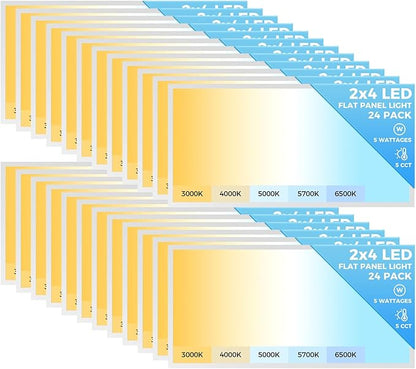 AIKVSXER 24 Pack 2x4 LED Flat Panel Light, Bright 9100LM Office Kitchen Flush by AIKVSXER