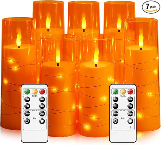 Flameless Candles with Embedded Star String, Battery Operated LED Pillar by Eebuss