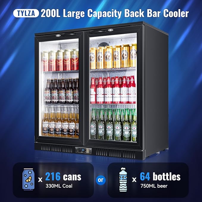 Tylza Back Bar Cooler With 2 Glass Doors, 200L Under Counter Back Bar - Image 2