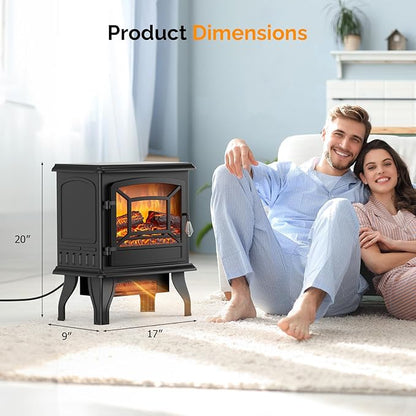 ROVSUN 20" H Electric Fireplace Stove Space Heater, 1400W Portable Freestanding - Image 6