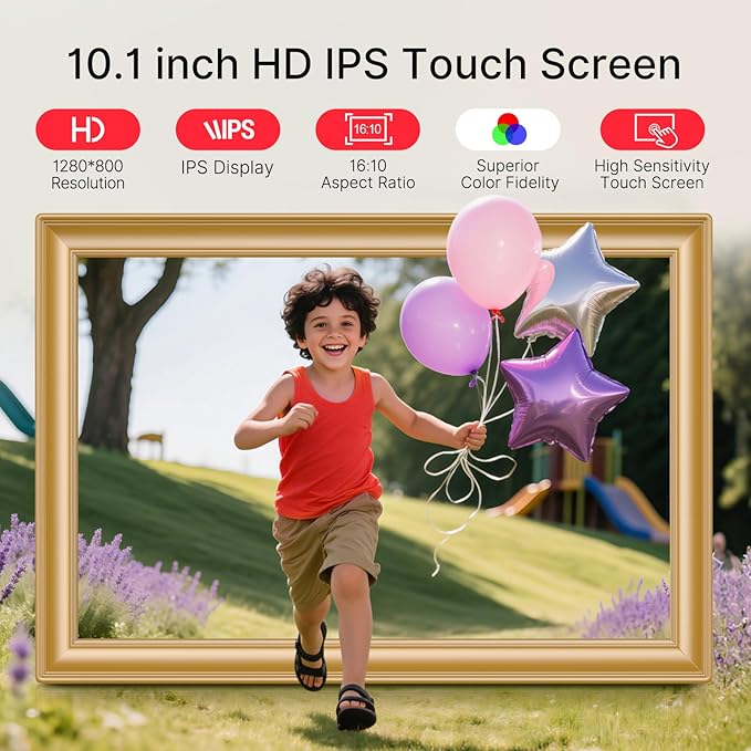 Frameo 10.1 Inch WiFi Digital Picture Frame, 1280x800 HD IPS Touch Screen Photo - Image 4