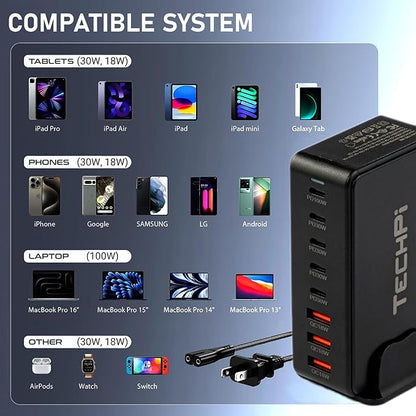 268W GaN USB Type C Charger 8 Ports Fast Charging Station PD QC4.0, USB C - Image 4