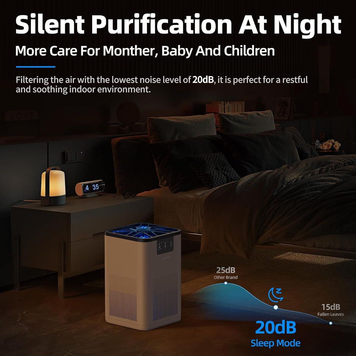 aroeve air purifiers for bedroom with aromatherapy function-mk06a(white), close-up detail