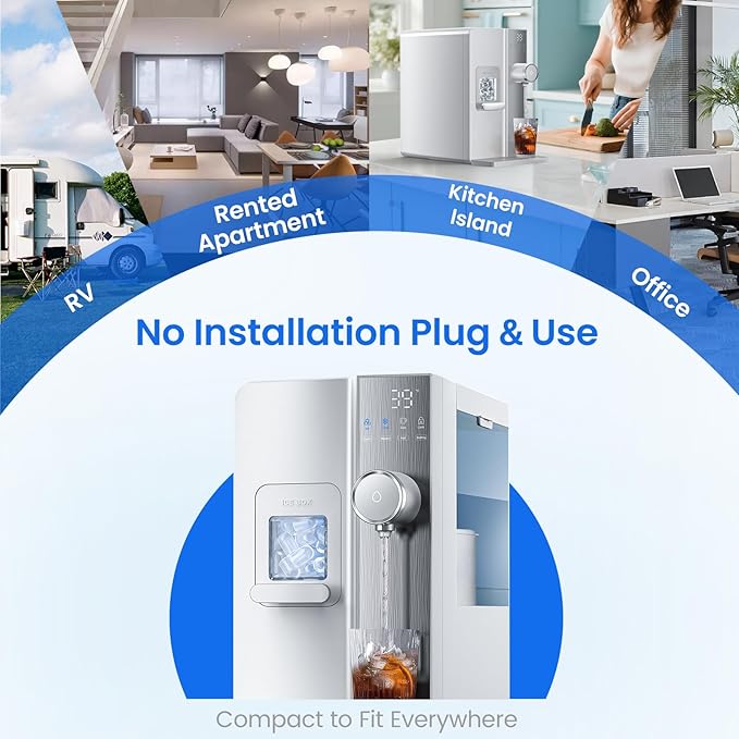 lce Maker Water Filter Dispenser, 3 in1 Countertop Instant Hot & Cold Water -7 - Image 6