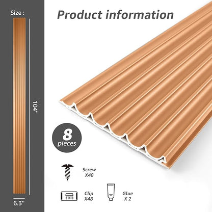Art3dwallpanels Slat Wall Paneling, 8 Pack Wavy Grain Panel Wall Slats - Image 3