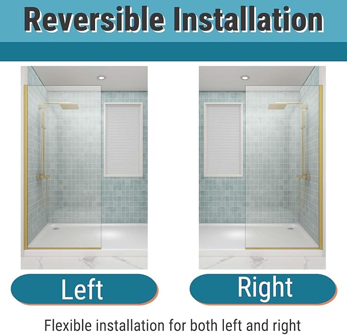 Sunrosa 36"×76" Shower Glass Panel, 8mm Thick Shower Screen, Brushed Gold - Image 5