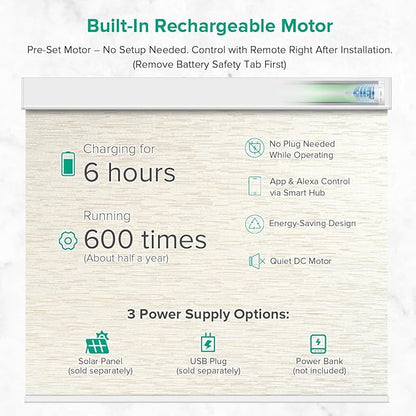 Kilonity Motorized Roller Shades, Light Filtering Remote Control Custom Window - Image 3