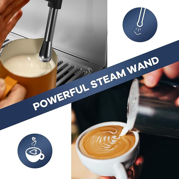 IDEALHOUSE Espresso Maker with Grinder, Milk Frother, 15 Bar Pump, 15 Grind - Image 7