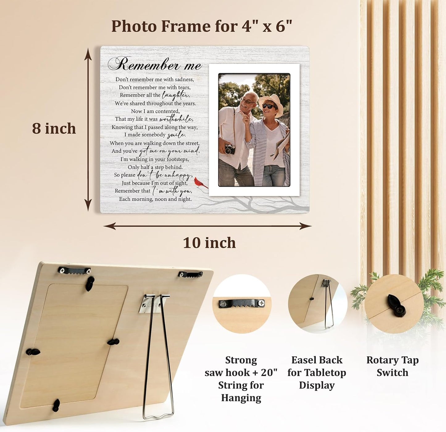 Sympathy Gift for Loss of Loved One, Mom, Dad, Husband, Friends, Memorial Picture Frame 4"x6", Condolences Sympathy Bereavement Gift Ideas, in Memory of Loved One
