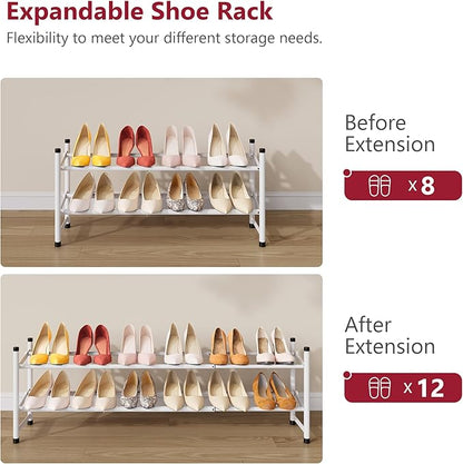 Tajsoon Expandable Shoe Rack for Closet 2 Tier, 28“-41“ Adjustable & Stackable - Image 7