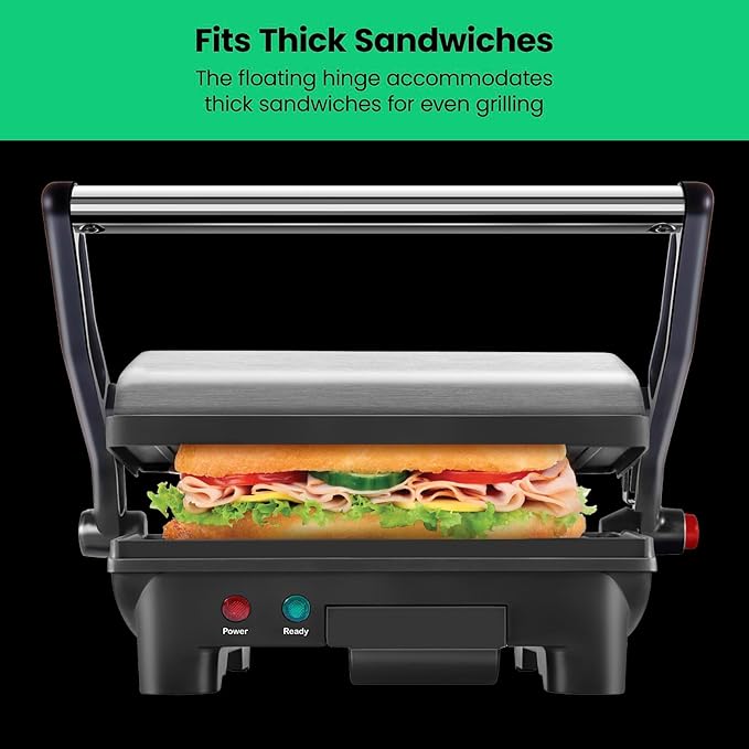 Chefman Electric Panini Press Grill, Compact 2-Slice Sandwich Maker, Non-Stick - Image 6