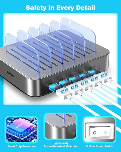 MSTJRY Charging Station for Multiple Devices : 5 Port Multi USB-A Charger - Image 2