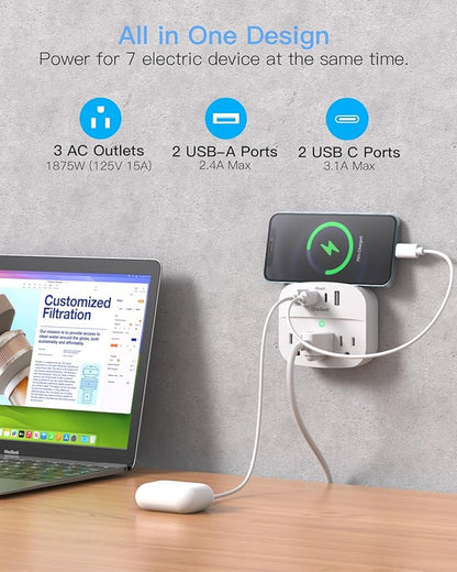 2 Pack Multi Plug Wall Outlet Splitter - Image 2