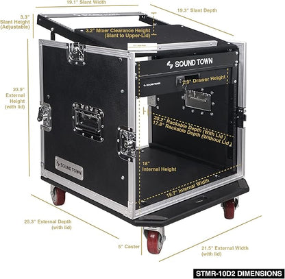 Sound Town High-Quality 1/2” Plywood 10U PA DJ Pro Audio Rack/Road ATA Case - Image 4