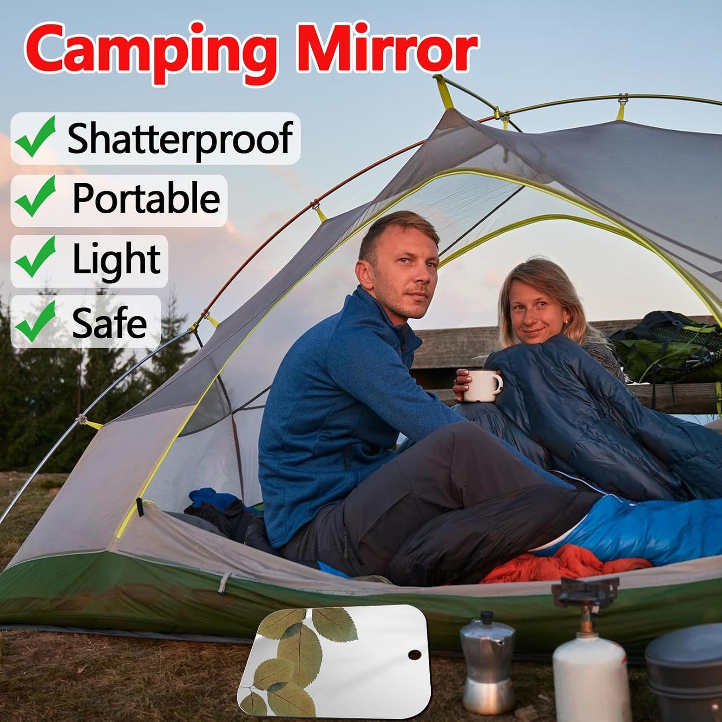 Shatterproof Shower Mirror for Shaving Mirror (Larger 10.7x8 Inch) Small Wall Hanging Camp Vanity Mirror,Unbreakable Makeup Travel Camping Mirrors,Men Fog Free Handheld,Outdoor(Not Anti Fog)