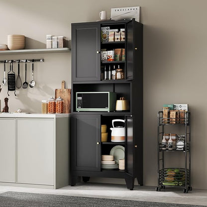 Metal Pantry Storage Cabinet, Microwave Stand - Image 2