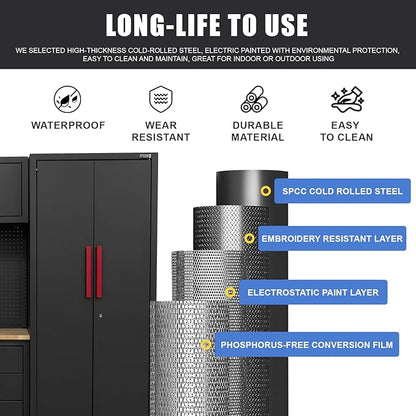 Garage Storage Cabinet System, 6-Pcs Garage Cabinets and Storage System Corner - Image 5
