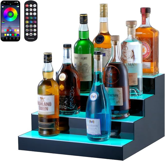VEVOR LED Lighted Liquor Bottle Display, 4 Tiers 16 Inch Commercial Illuminated by VEVOR
