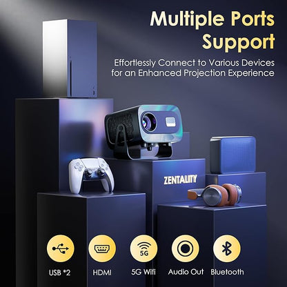 ZENTALITY Projector with WiFi and Bluetooth, Electric Focus & Vertical Keystone - Image 7