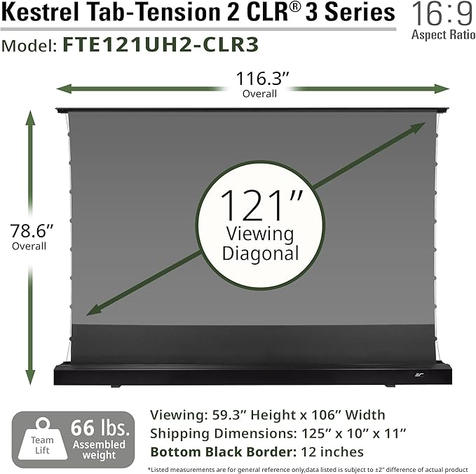 Elite Screens Kestrel Tab-Tension 2 CLR3, Ultra-Short Throw Ceiling Ambient - Image 6