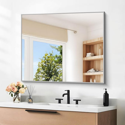 30" x 36"Bathroom Mirror, Decorative Rectangular Vanity Mirror by DESBING