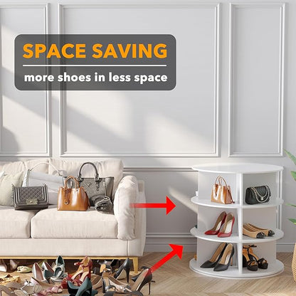 SpaceAid 3 Tier Rotating Shoe Rack Tower, Spinning Shoe Display Lazy Susan - Image 3
