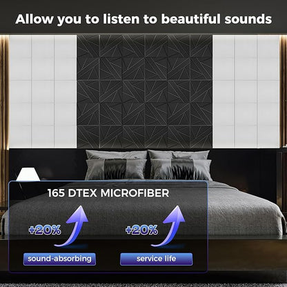BSHEAD 10 pcs 165dtex Microfiber Acoustic Panels ，Self-Adhesive Soundproof Wall - Image 2