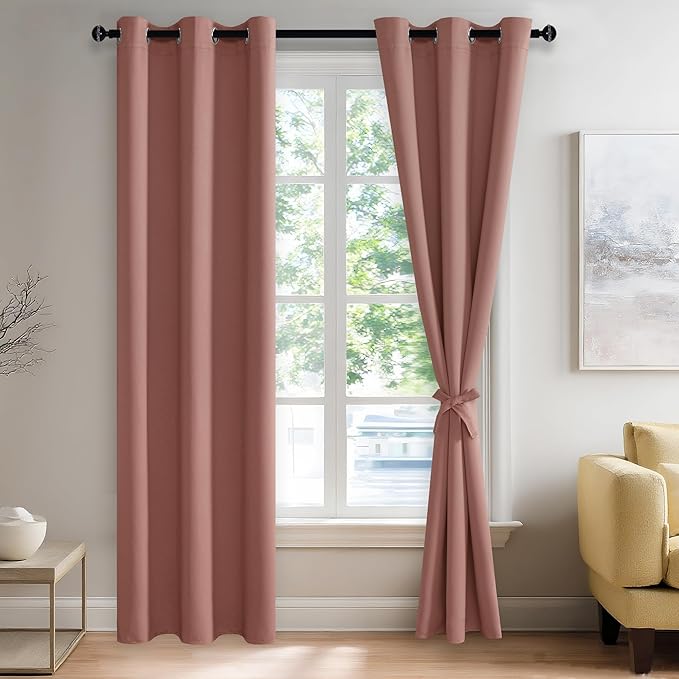 JIUZHEN Dried Rose Blackout Curtains by JIUZHEN