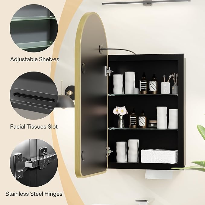 LED Arched Bathroom Medicine Cabinet - Image 8