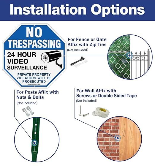 2-Pack No Trespassing Sign Private Property Protected By Video Surveillance - Image 3