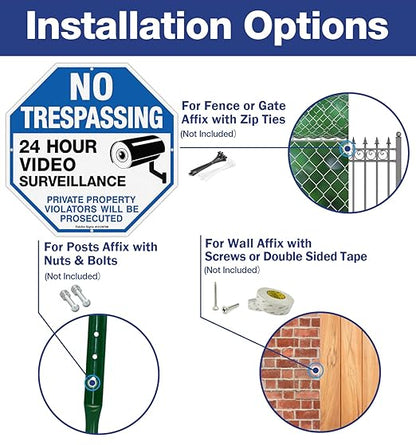 2-Pack No Trespassing Sign Private Property Protected By Video Surveillance - Image 3