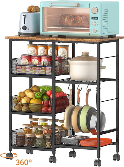 Rolling Kitchen Storage Microwave Cart, Kitchen Island - Image 8