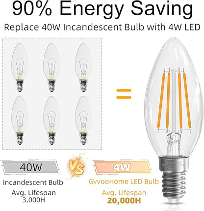 GvvooHome E12 Candelabra Bulb 40 watt Equivalent, E12 LED Bulb Dimmable - Image 5