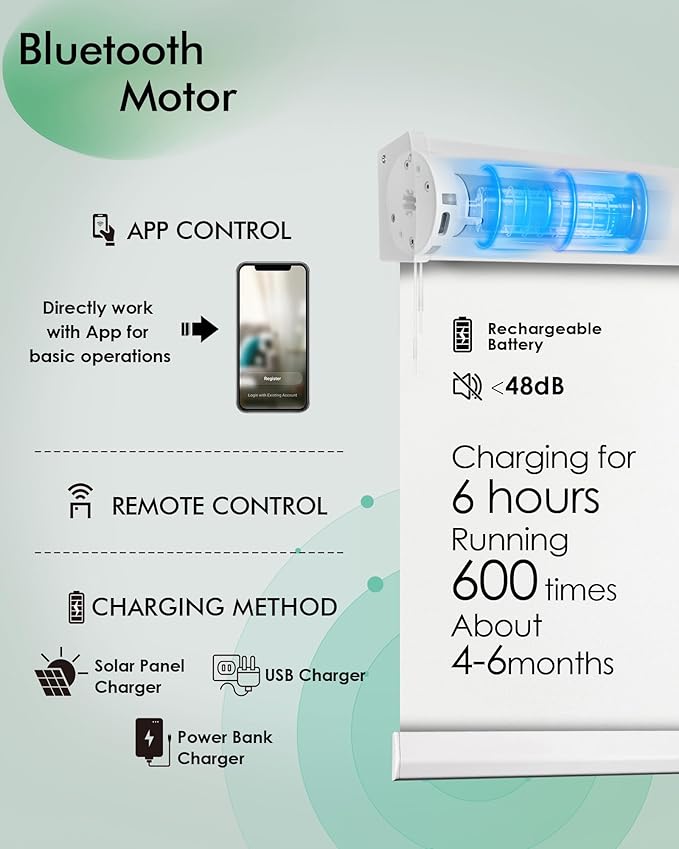 Yoolax Motorized Blinds with Remote, Automatic Roller Shades Cordless Electric - Image 3