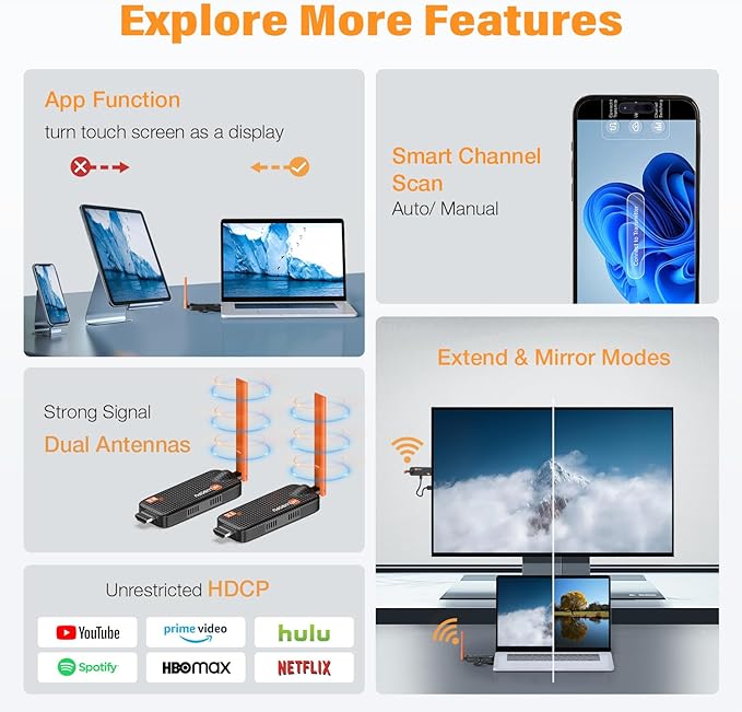 WELUSOPU Wireless HDMI Transmitter and 4 Receivers, Support Up to 6 Receivers - Image 5