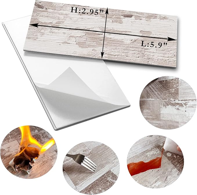 AULIGET 100 Piece Peel and Stick Backsplash PVC Tile, 3 Inch x 6 Inch Brown - Image 5
