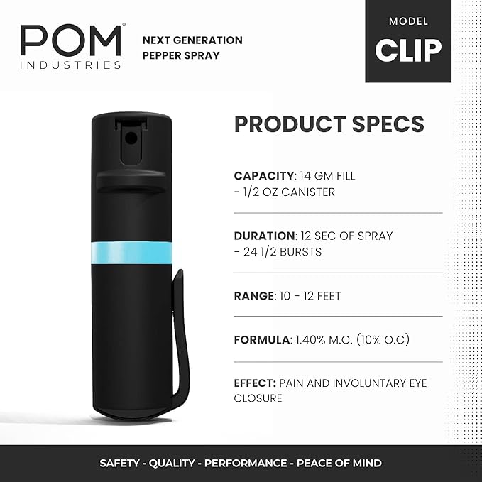 POM Pepper Spray Pocket Clip, Quick Flip Top Safety, Maximum Strength OC Formula - Image 3