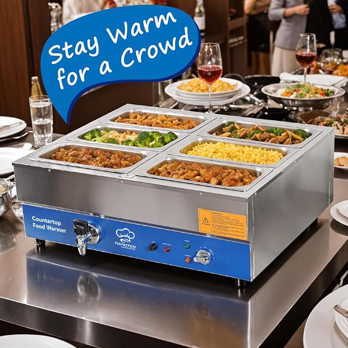 4 Pan Commercial Food Warmer, Electric Countertop Bain Marie Stainless Steel - Image 2