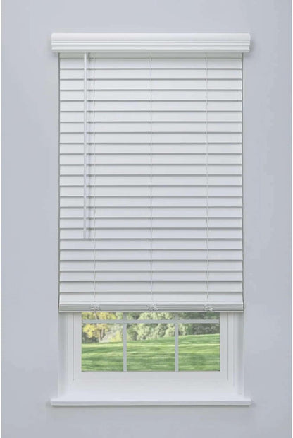 Cordless 2" Faux Wood Blind White 60 W x 72 H, Partial Inside Mount (Arrives ½ Inch Narrower)