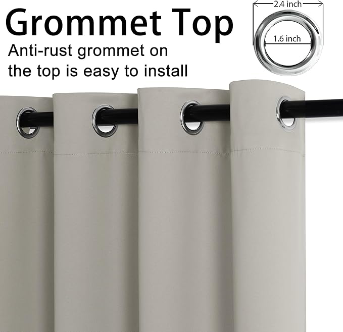 JIUZHEN Silver Grey Blackout Curtains - Image 5