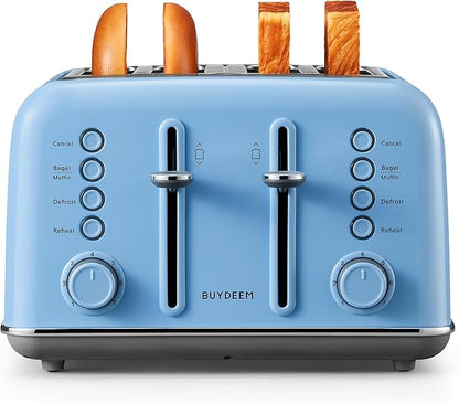 BUYDEEM DT640 4-Slice Toaster, Extra Wide Slots, Retro Stainless Steel by BUYDEEM